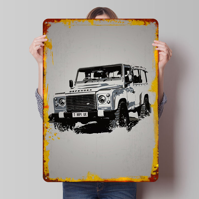 Retro Gaming Uk - UK Car Rover Defender Poster Customized