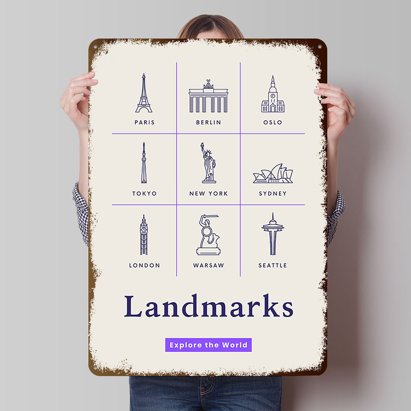 World Landmarks Icons Tinplate - Retro Gaming Icons 评论和价格