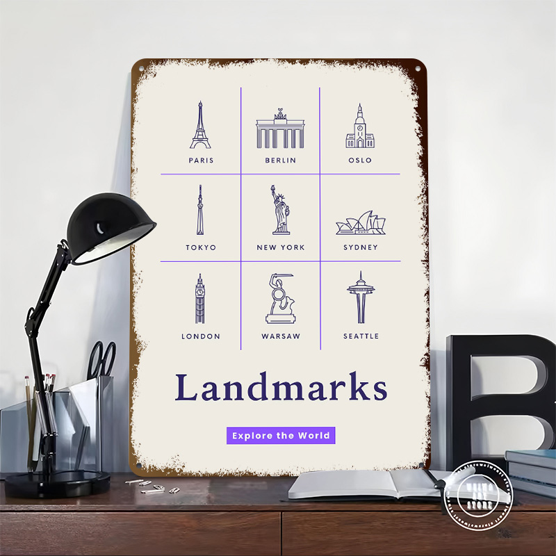World Landmarks Icons Tinplate - Retro Gaming Icons 评论和价格
