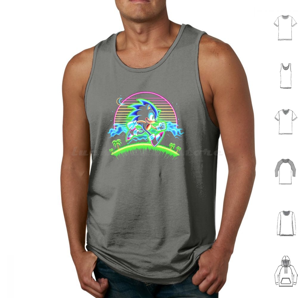Neon Tank Tops Print Cotton Th - Retro Gaming Icons 评论和价格