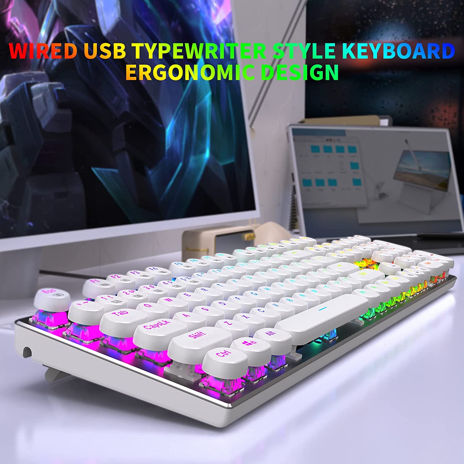 Mechanical Keyboard USB Wired  - Retro Gaming Uk 评论和价格