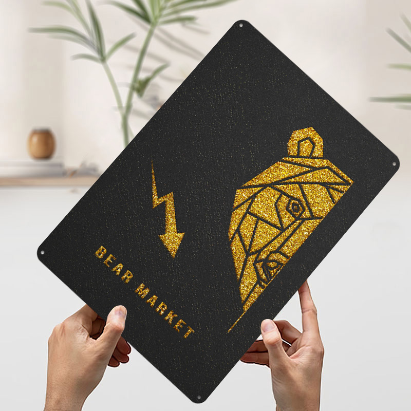 Gold Bear Market Metal Poster  - Retro Gaming Market 评论和价格