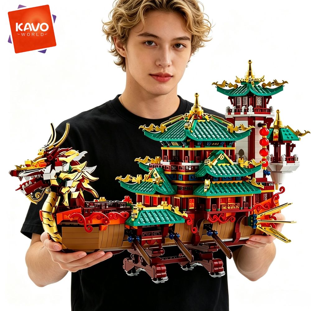 KAVOWORLD 2453pcs Dragon Boat  - Retro Gaming Lego 评论和价格