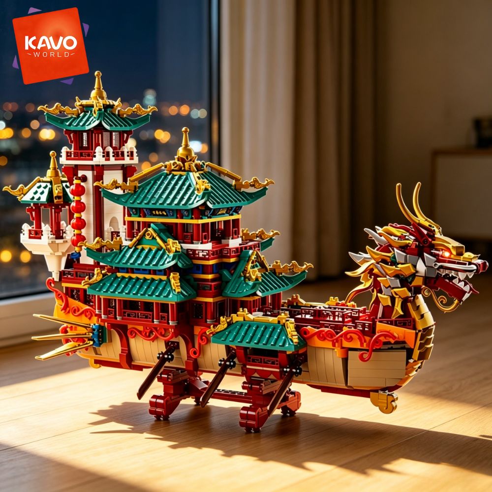 KAVOWORLD 2453pcs Dragon Boat  - Retro Gaming Lego 评论和价格
