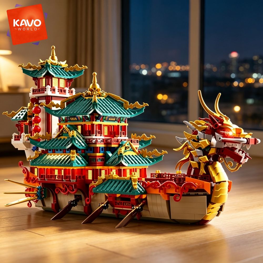 KAVOWORLD 2453pcs Dragon Boat  - Retro Gaming Lego 评论和价格