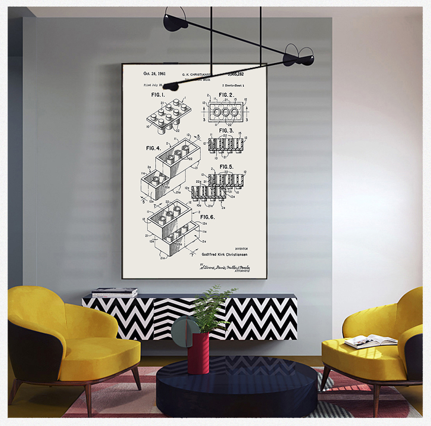 Kids Room Decor Vintage Bluepr - Retro Gaming Lego 评论和价格
